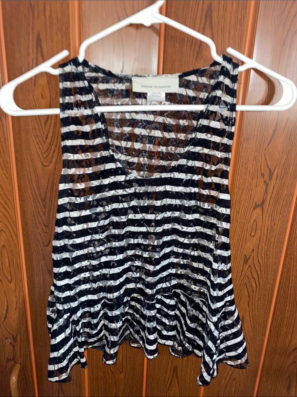 Vintage Urban Behaviour Black and White Striped Lace Tank
